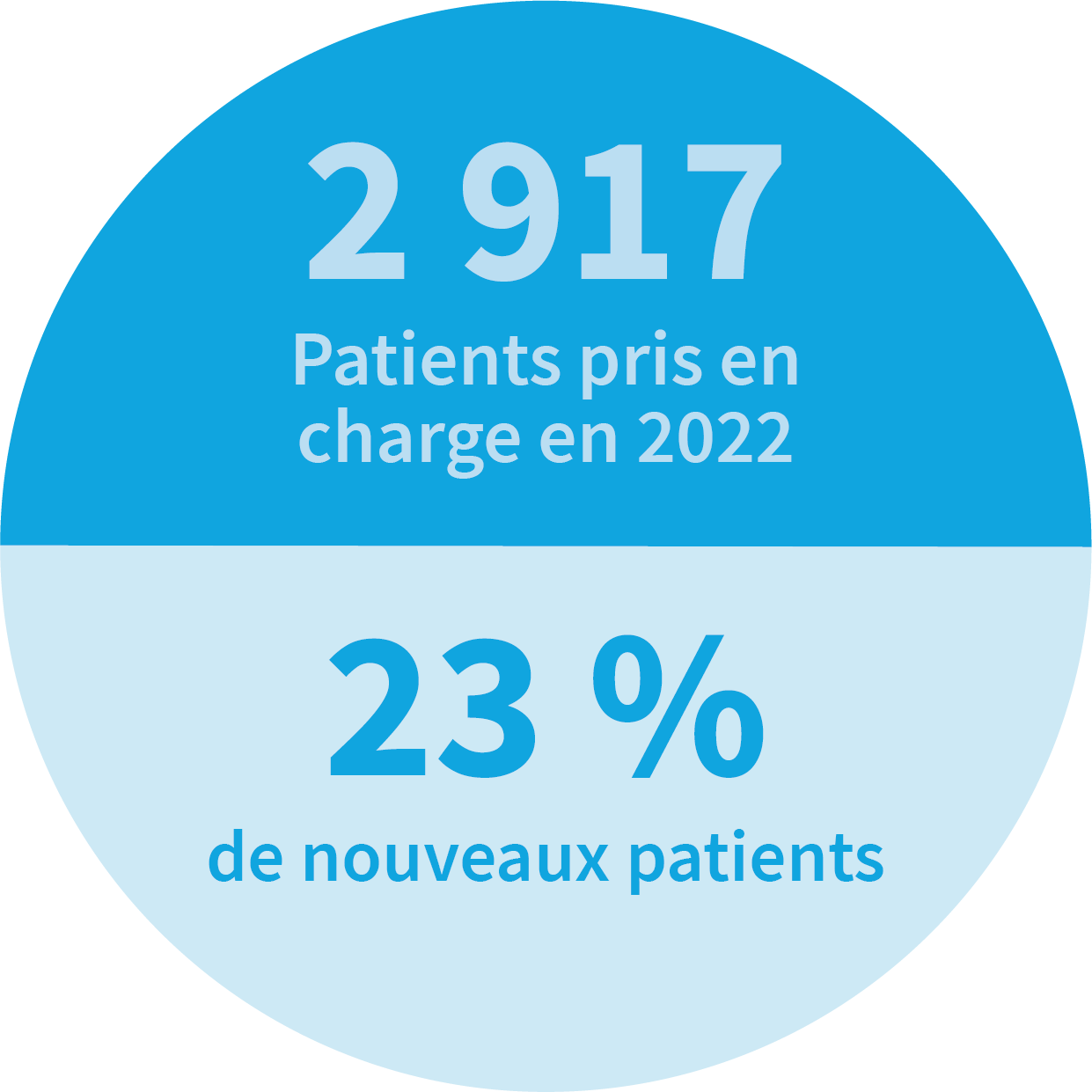 2917 patients pris en charge en 2022 et il y avait 23% de nouveaux patients